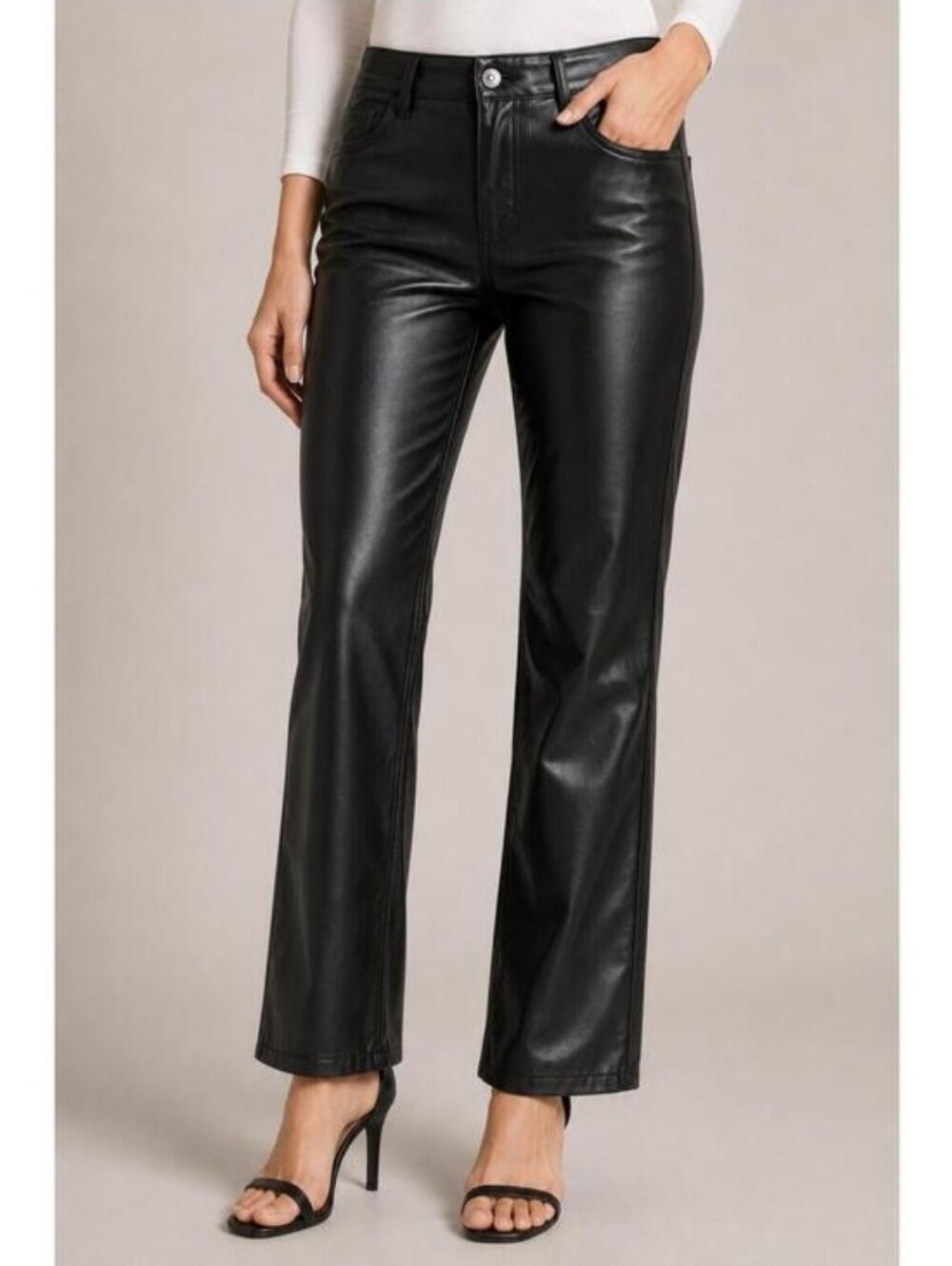 7 for all mankind faux leather Pants black Button SMALL